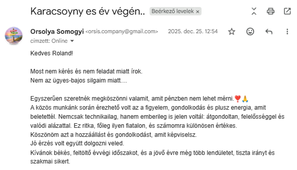 Orsi köszönő levele